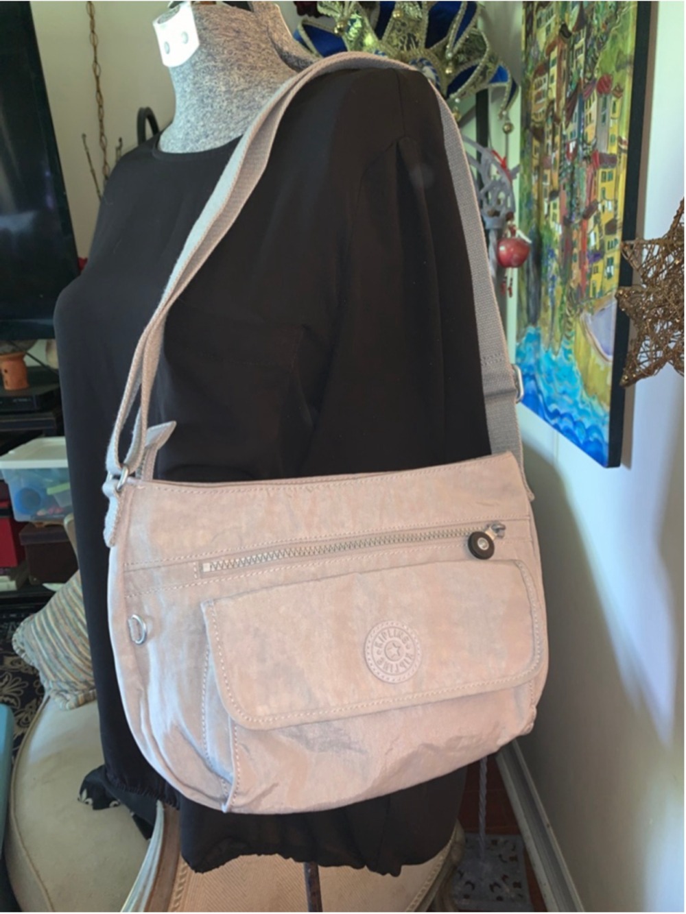 Women's Kipling Gray Nylon Shoulder Bag One Size